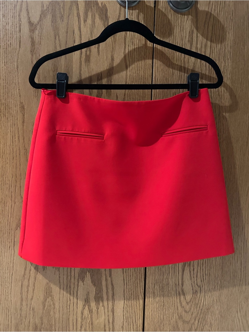 Milly Bright Red Mini Skirt with Welt Pockets